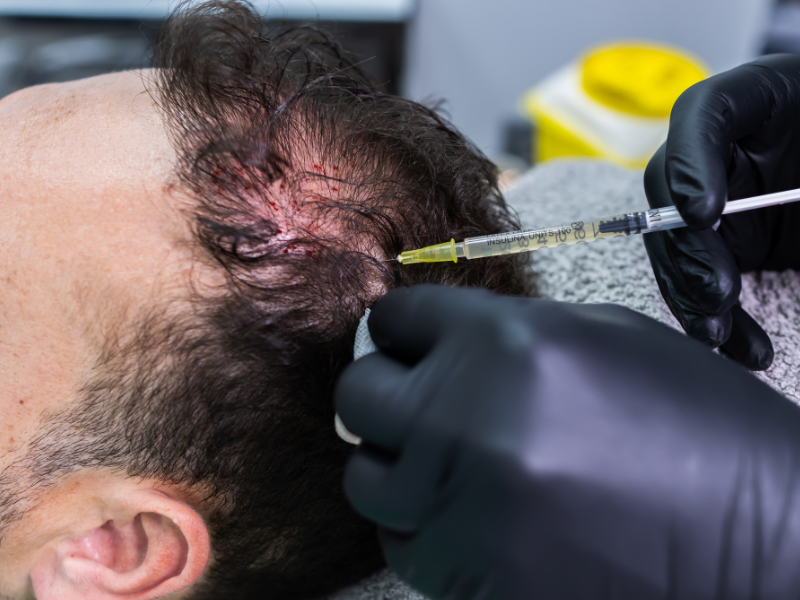 Man with hair loss gets plasma treatment for hair regrowth in Bristol 